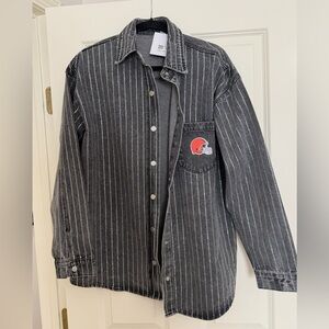 Fanatics Black and White Striped Shirt Jacket